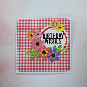 Red Small Gingham Birthday Wishes Card and Gift Tag