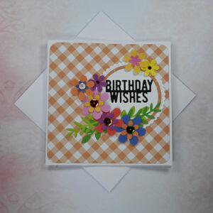 Diagonal Yellow Gingham Birthday Wishes Card and Gift Tag