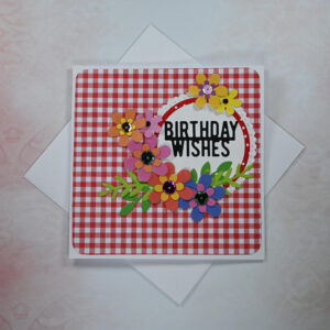 Red Small Gingham Birthday Wishes Card and Gift Tag