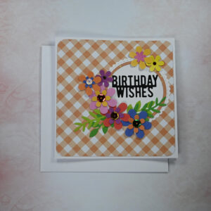 Diagonal Yellow Gingham Birthday Wishes Card and Gift Tag