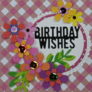 Diagonal Pink Gingham Birthday Wishes Card and Gift Tag