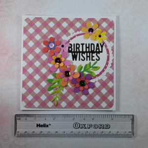 Diagonal Pink Gingham Birthday Wishes Card and Gift Tag