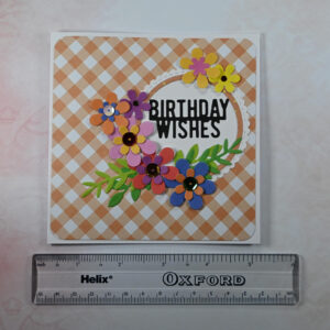 Diagonal Yellow Gingham Birthday Wishes Card and Gift Tag