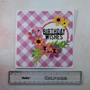 Diagonal Large Pink Gingham Birthday Wishes Card and Gift Tag