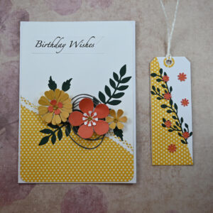 Yellow and Orange Floral Birthday Wishes Card and Gift Tag
