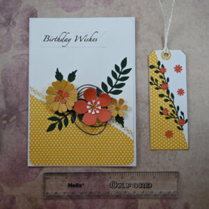 Yellow and Orange Floral Birthday Wishes Card and Gift Tag