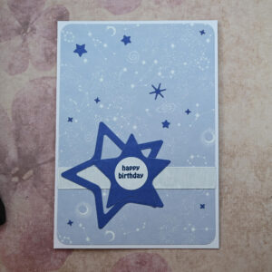 Blue Stars Happy Birthday Card and Gift Tag