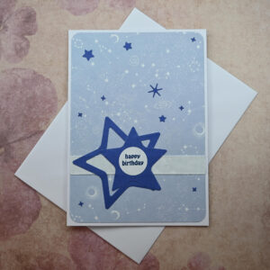 Blue Stars Happy Birthday Card and Gift Tag