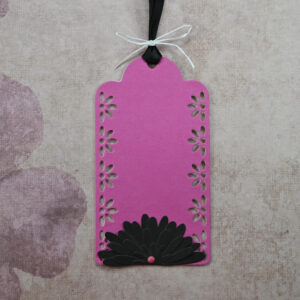 Pink Daisy Striped Happy Birthday Card and Gift Tag