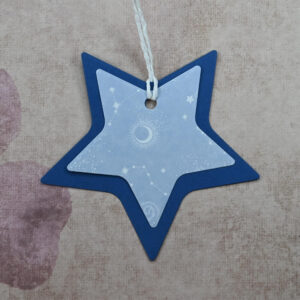 Blue Stars Happy Birthday Card and Gift Tag