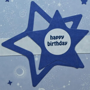 Blue Stars Happy Birthday Card and Gift Tag