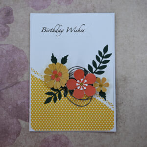 Yellow and Orange Floral Birthday Wishes Card and Gift Tag