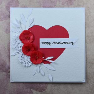 Red Heart Happy Anniversary Card and Tag