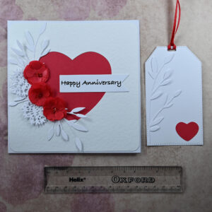 Red Heart Happy Anniversary Card and Tag