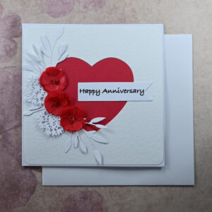 Red Heart Happy Anniversary Card and Tag