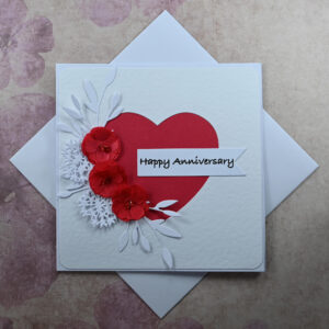 Red Heart Happy Anniversary Card and Tag