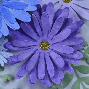 Blue and Purple Daisies Birthday Wishes Card and Tag