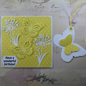 Yellow Butterflies Have a Wonderful Birthday Card and Tag