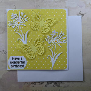 Yellow Butterflies Have a Wonderful Birthday Card and Tag