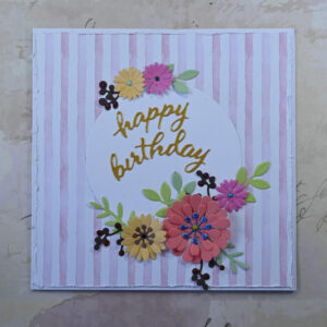Pink Stripes Happy Birthday Card and Tag
