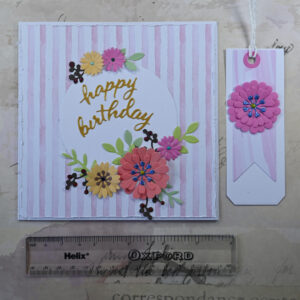 Pink Stripes Happy Birthday Card and Tag