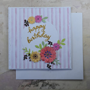 Pink Stripes Happy Birthday Card and Tag