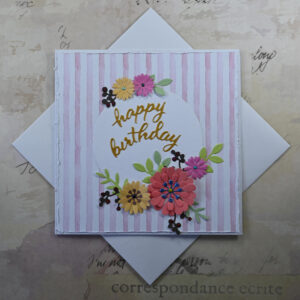 Pink Stripes Happy Birthday Card and Tag