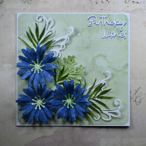 Blue Daisy Birthday Wishes Card and Tag