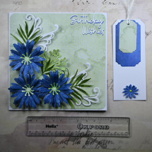 Blue Daisy Birthday Wishes Card and Tag