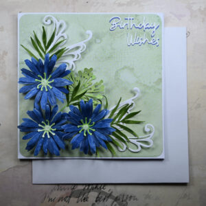 Blue Daisy Birthday Wishes Card and Tag