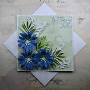 Blue Daisy Birthday Wishes Card and Tag