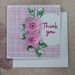 Pink Floral Thank You Card