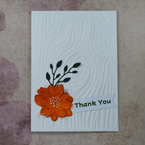 Red Flower, Wood Effect Background Thank You Card