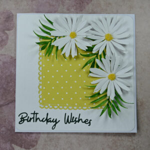 White Daisies Birthday Wishes Card and Tag