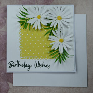 White Daisies Birthday Wishes Card and Tag