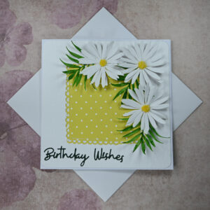 White Daisies Birthday Wishes Card and Tag