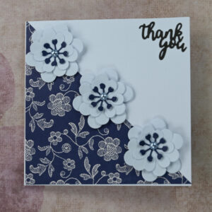 Diagonal Frame Flowers Thank You Card Set of 5