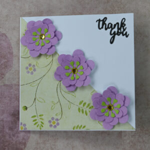 Diagonal Frame Flowers Thank You Card Set of 5