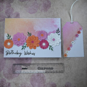 Lilac, Orange, White and Pink Daisies Birthday Wishes Card and Tag