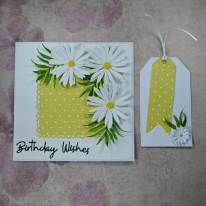 White Daisies Birthday Wishes Card and Tag