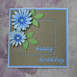 Blue Daisies Happy Birthday Card and Tag