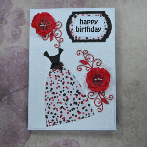 Dress and Red Flowers 18th Birthday Card