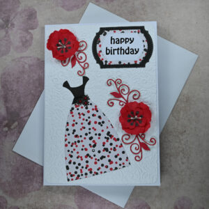 Dress and Red Flowers 18th Birthday Card